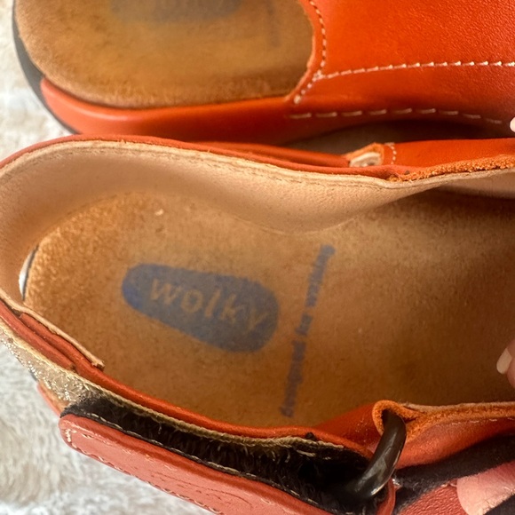 Wolky Orange Leather Women's Sandals - Picture 3 of 10